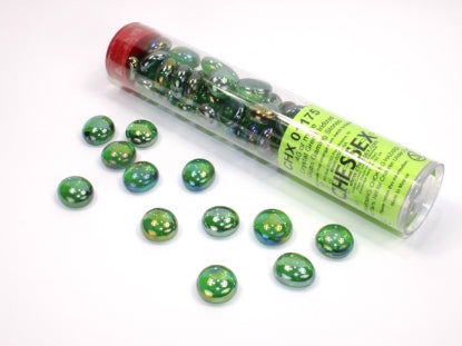 40 or more Crystal Green Iridized Glass Gaming Stones