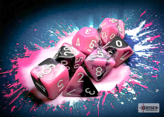 Gemini Black-Pink/White Polyhedral 7-Die Set