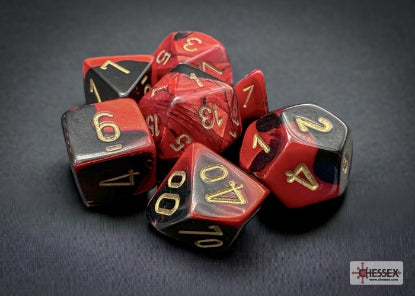 Gemini Black-Red/Gold Polyhedral 7-Die Set