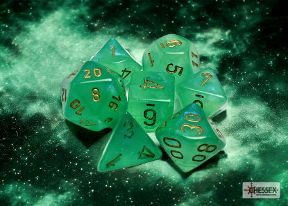 Borealis Light Green/Gold Polyhedral 7-Die Set