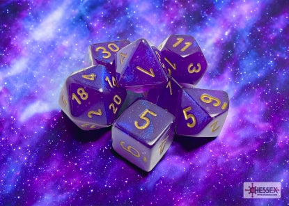 Borealis Royal Purple/Gold Polyhedral 7-Die Set