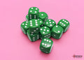 Opaque 16mm D6 Green/White Dice