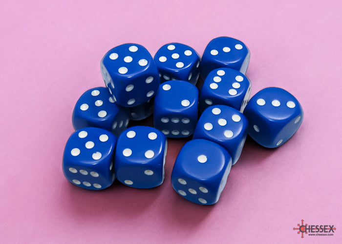 Opaque 16mm D6 Blue/White Dice