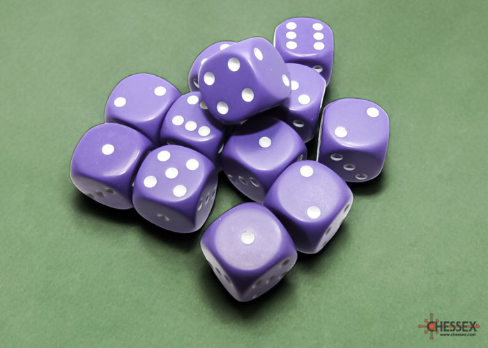 Opaque 16mm D6 Purple/White Dice