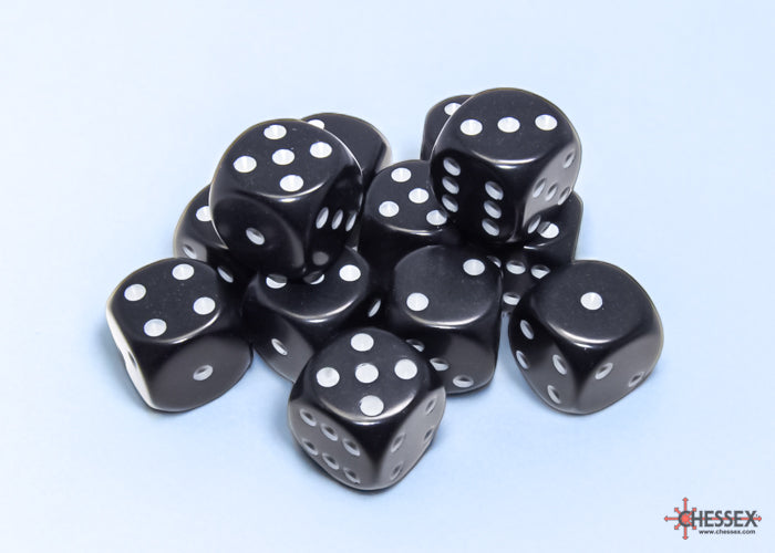 Opaque 16mm D6 Black/White Dice