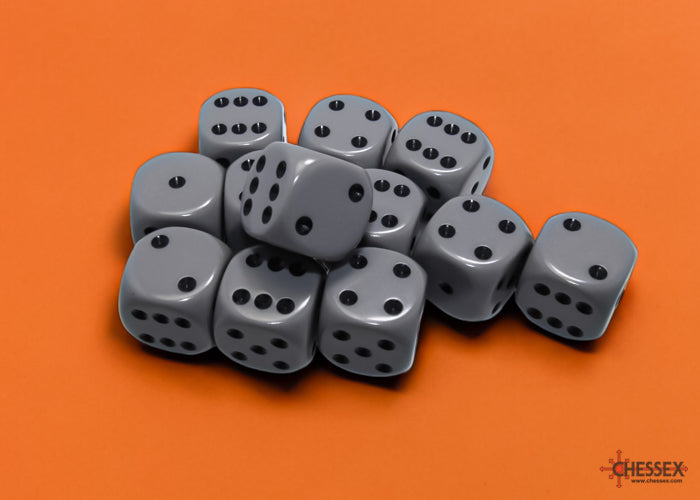 Opaque 16mm D6 Dark Gray/Black Dice