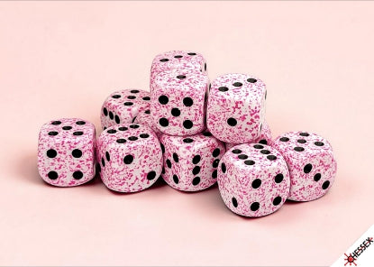 Speckled 16mm D6 Pink/Black Dice