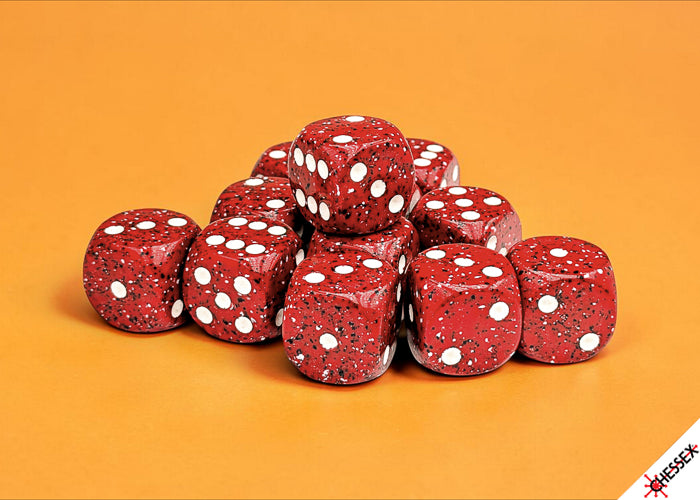 Speckled 16mm D6 Red/White Dice