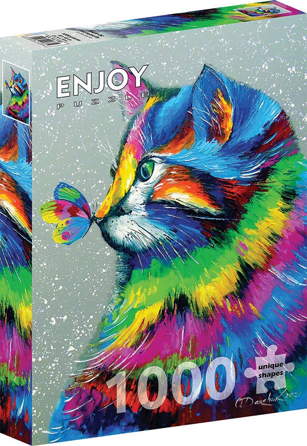 Bright Cat and Butterfly 1000-Piece Enjoy Puzzle