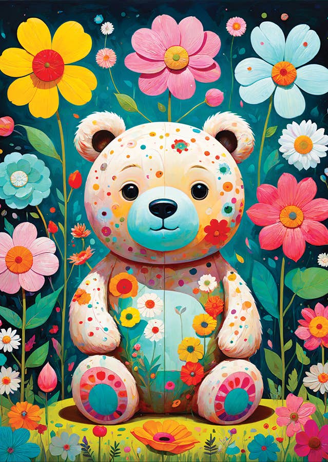 Flower Teddy Bear 1000-Piece Enjoy Puzzle