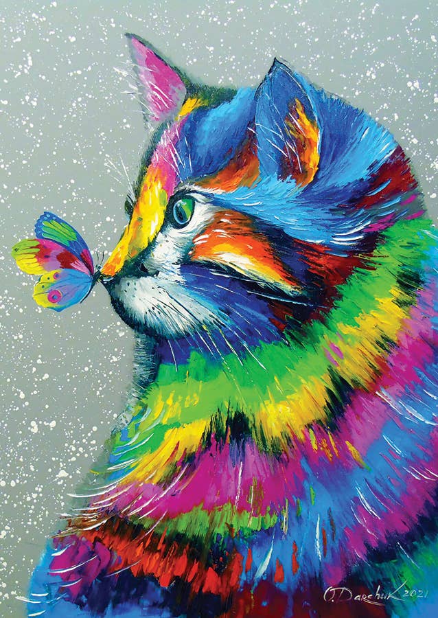 Bright Cat and Butterfly 1000-Piece Enjoy Puzzle
