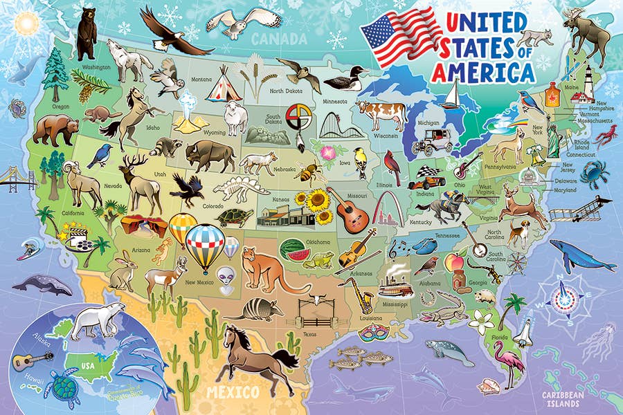Map of the USA (35-Piece) Cobble Hill Floor Puzzle